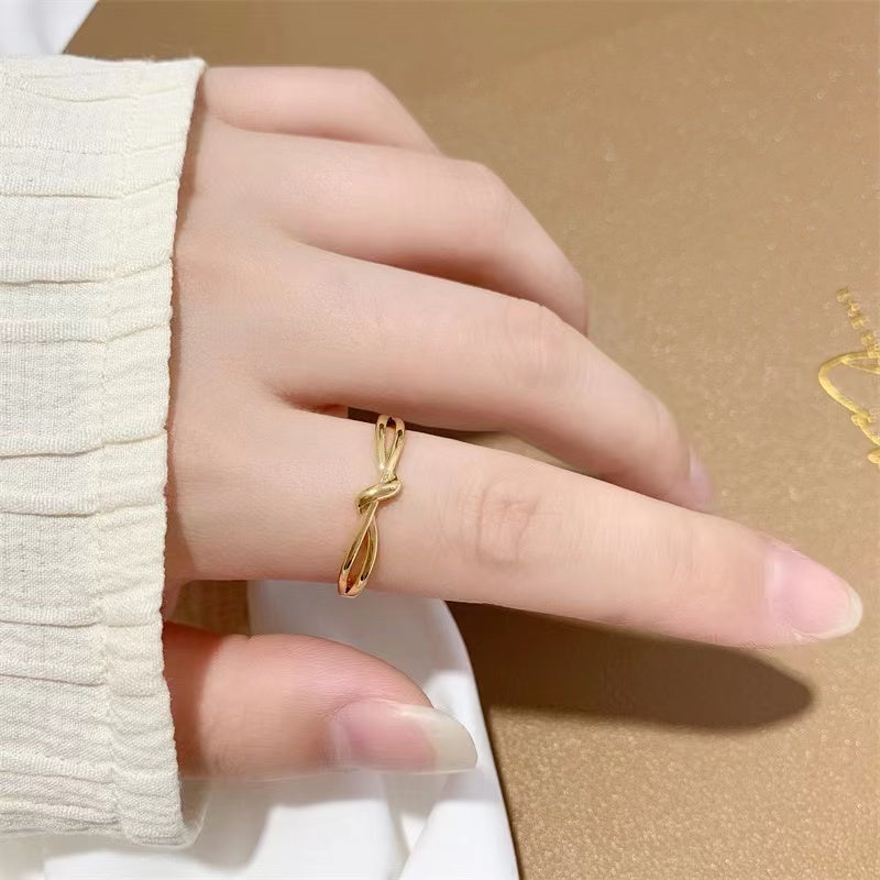Adjustable Knot Line Gold Nugget Ring Gold-plated nugget earrings