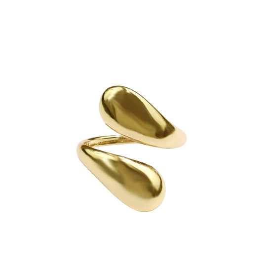 Double Dome Open Nugget Ring 18K Gold-plated nugget earrings