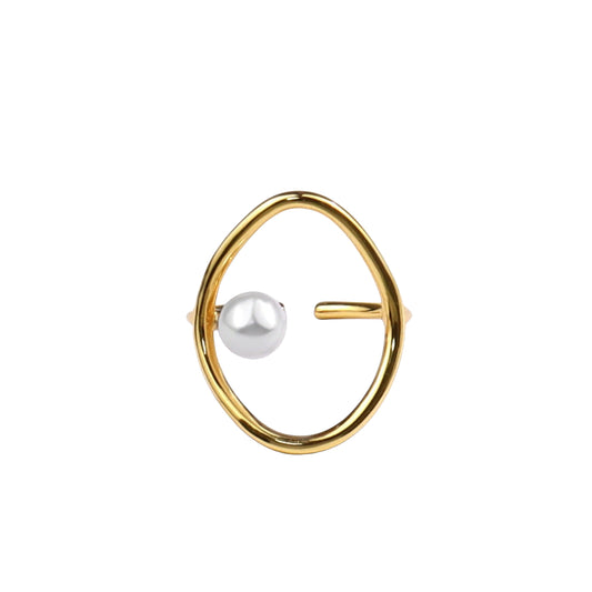 Pearl Hoop 18kt Yellow Gold Open Ring Gold-plated Silver nugget earrings