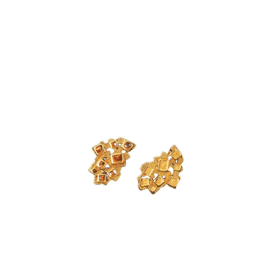 Irregular Square 18k Nugget Earrings for Men