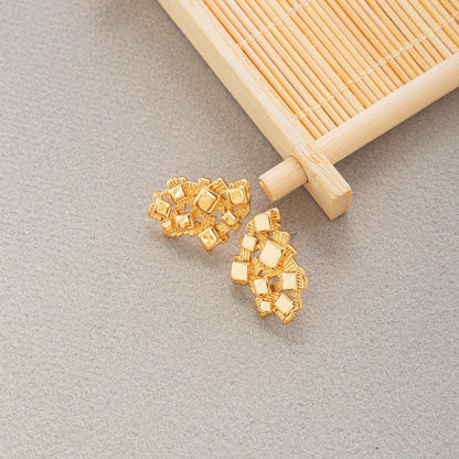 Irregular Square 18k Nugget Earrings for Men