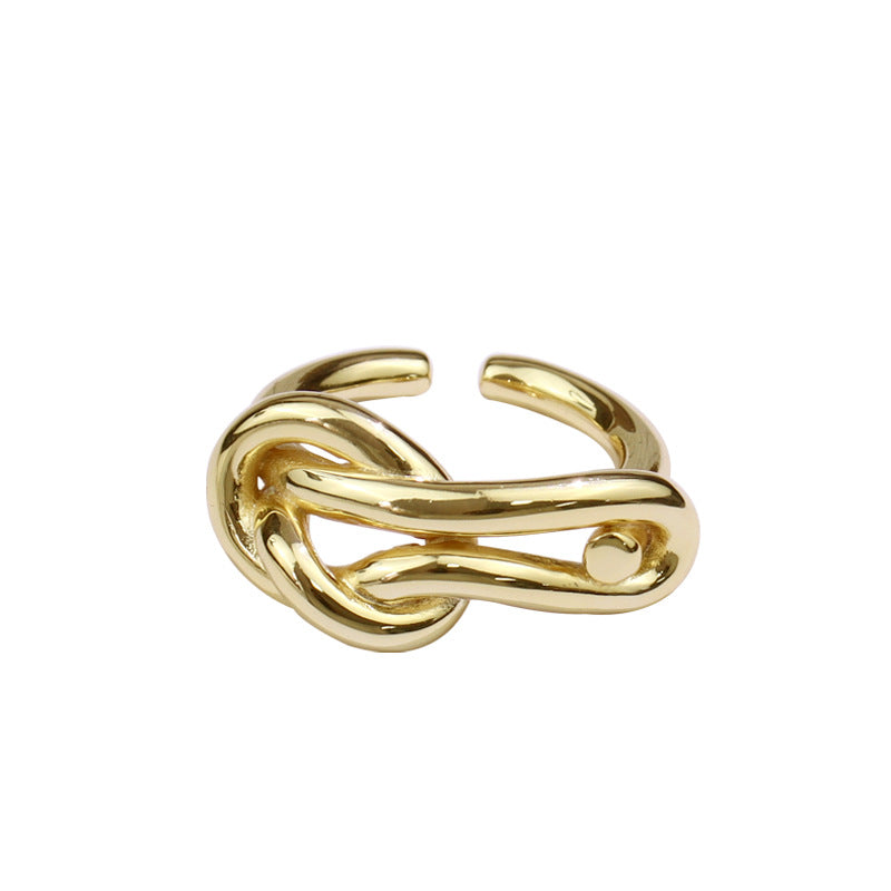 18k Gold-plated Knot Women's Nugget Ring| Open Ring nugget earrings