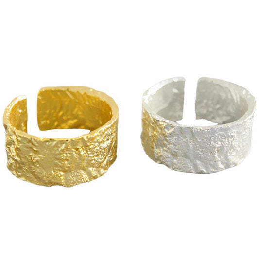 Adjustable Chunky Gold Nugget Ring Gold-plated Silver nugget earrings