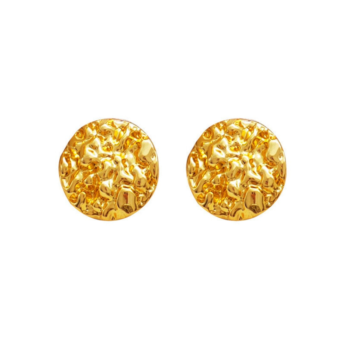 Gold Hammered Disc Earrings