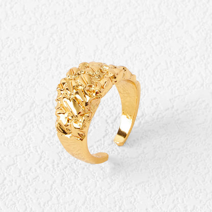 Gold Irregular Foil Texture Hip Hop Ring nugget earrings