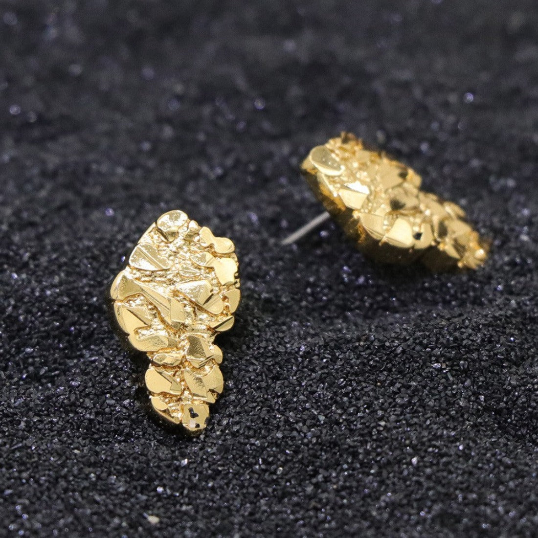 Gold Stud Nugget Earrings