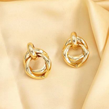 Double Hoop Gold Nugget Earring nugget earrings