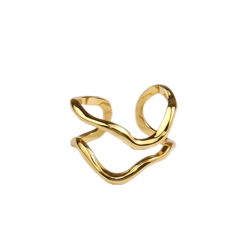 Yellow Gold Twist Spiral Open Silver Nugget Ring 14K Gold-Plated nugget earrings