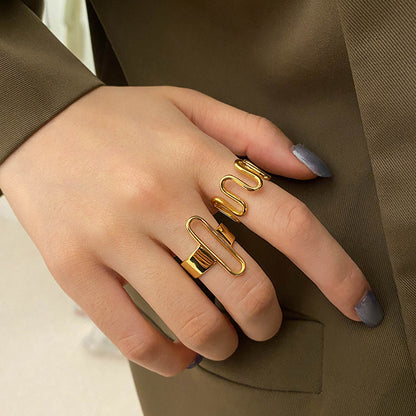 New Korean version gold ring bracelet popular Paper clip ring classic pin ring foreign trade jewelry hair nugget earrings