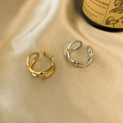 Yellow Gold Twist Spiral Open Silver Nugget Ring 14K Gold-Plated nugget earrings