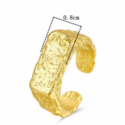 Hammered Rectangle 18K Gold Nugget Ring nugget earrings