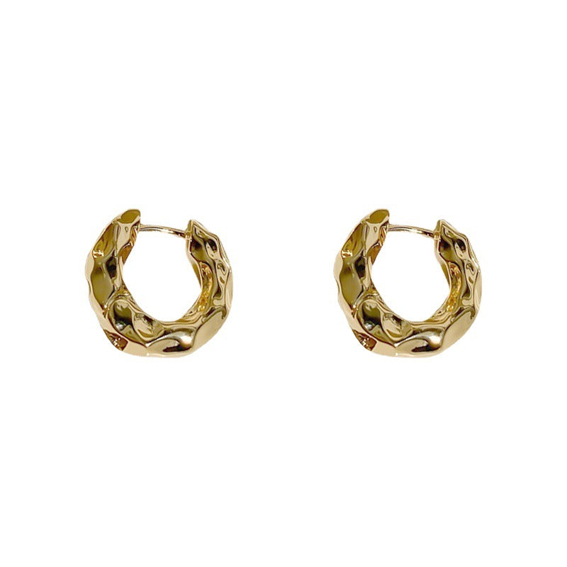 Crinkled Hoop Gold Nugget Earrings 18K Gold-plated nugget earrings