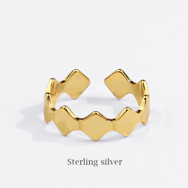 Geometric Rhombus Design Gold NugGet Rings 14K Gold-plated Sterling Silver nugget earrings